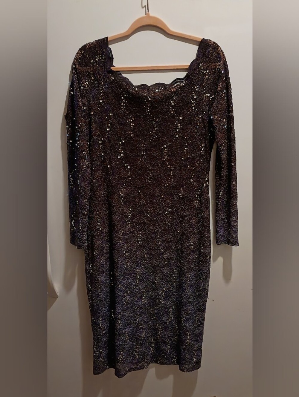 Onyx Nite Ombre Purple Sequin Lace Long Sleeve Dress